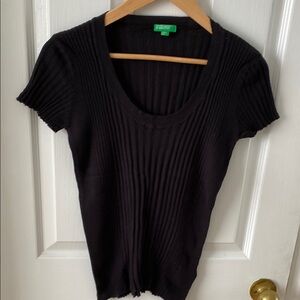 United colors benetton Vintage Black Ribbed Short Sleeve Top